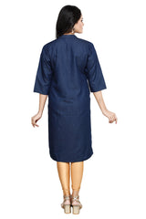 Denim Embroidered Kurta