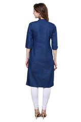 Denim Embroidered Kurta