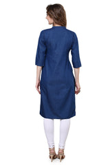 Denim Embroidered Kurta