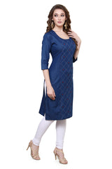 Denim Embroidered Kurta
