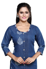 Denim Printed Kurta