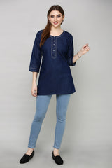Denim Embroidered Kurti