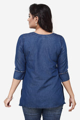 Denim Embroidered Kurti