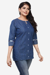 Denim Embroidered Kurti