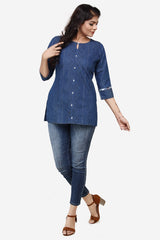 Denim Embroidered Kurti