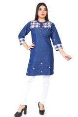 Denim Embroidered Kurti