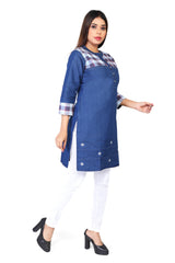 Denim Embroidered Kurti