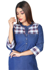Denim Embroidered Kurti