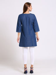 Denim Embroidered Kurti