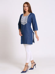 Denim Embroidered Kurti