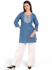 Denim Embroidered Kurti