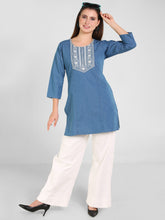 Denim Embroidered Kurti