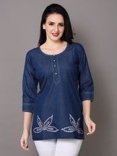 Denim Embroidered Kurti