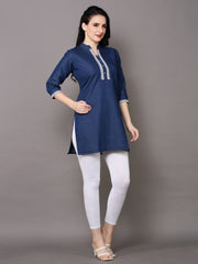 Denim Embroidered Kurti