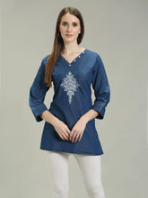Denim Embroidered Kurti