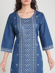 Denim Panel Sequence Embroidery Kurta
