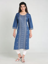 Denim Panel Sequence Embroidery Kurta