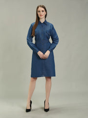 Denim Solid One piece W Both Side Shirt Pocket with belt