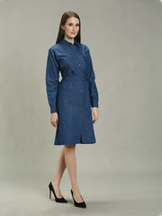 Denim Solid One piece W Both Side Shirt Pocket with belt