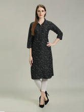 Denim Printed Apple Straight Kurti One Side Pocket