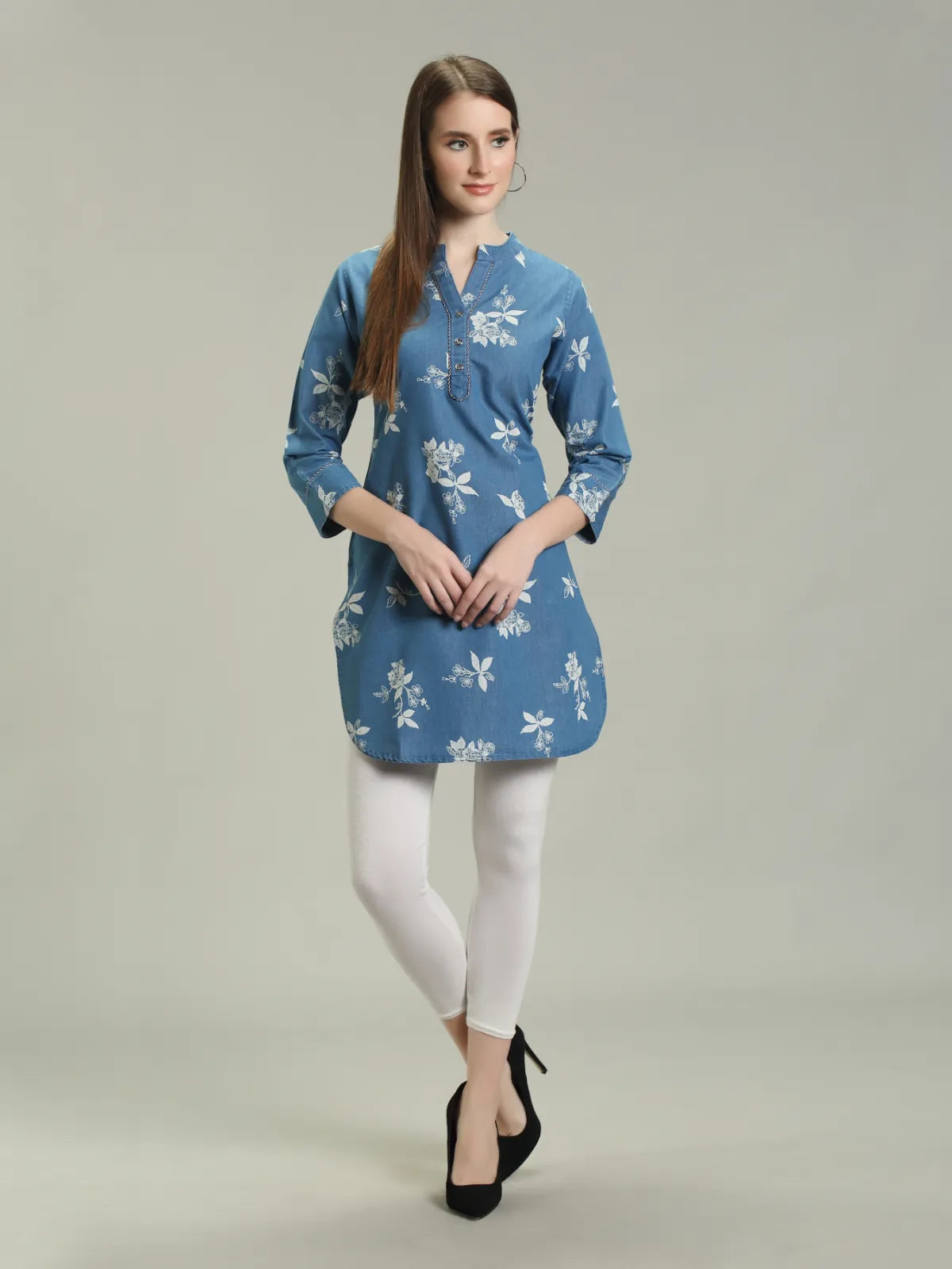 apple cut dress Women's Pure Cotton Floral Print Apple Cut Straight Kurta with Skirt suit Set - Miravan