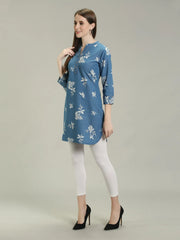 Denim Printed Apple Cut Kurti