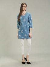 Denim Printed Kurta Patti Both Side Poket Kurti