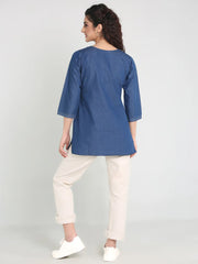 Denim Embroidered Kurti
