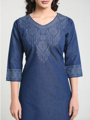 Denim Badhni Printed Kurta