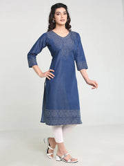 Denim Badhni Printed Kurta