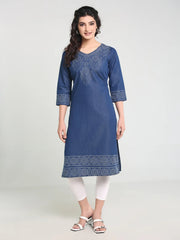 Denim Badhni Printed Kurta
