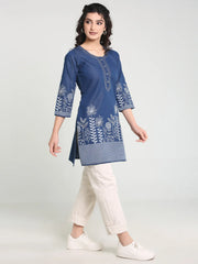 Denim S Flower Printed Lining Kurti