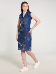 Denim Embroidered Kurti
