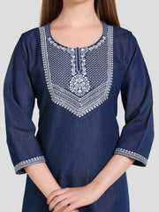 Denim Embroidered Tabla Dress