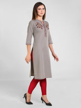 Grey Denim Both side Embroidered Mandarine Collar Kurta