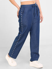Denim Star Embroiderd Lace Pant