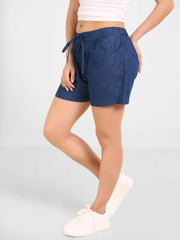 Denim Solid Shorts