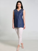 Denim DMC stich SL Round V Neck Kurti