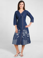 Havva Fashion women’s printed denim A-line dress with flared silhouette