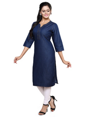 Blue Denim Straight Kurta