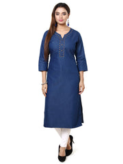 Light Blue Denim Straight Kurta
