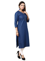 Light Blue Denim Straight Kurta