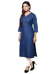 Light Blue Denim Straight Kurta