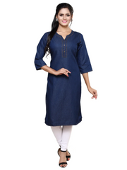 Blue Denim Straight Kurta