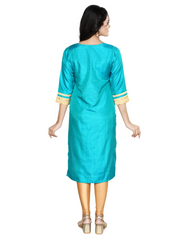 Rama Green Embroided Straight South Silk Kurta