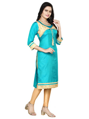 Rama Green Embroided Straight South Silk Kurta