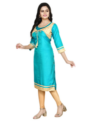 Rama Green Embroided Straight South Silk Kurta