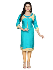 Rama Green Embroided Straight South Silk Kurta