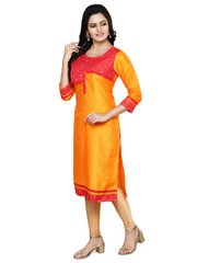 Straight Embroided Orange Kurta