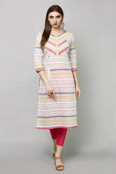 Multicolor Handloom Cotton Printed Kurta